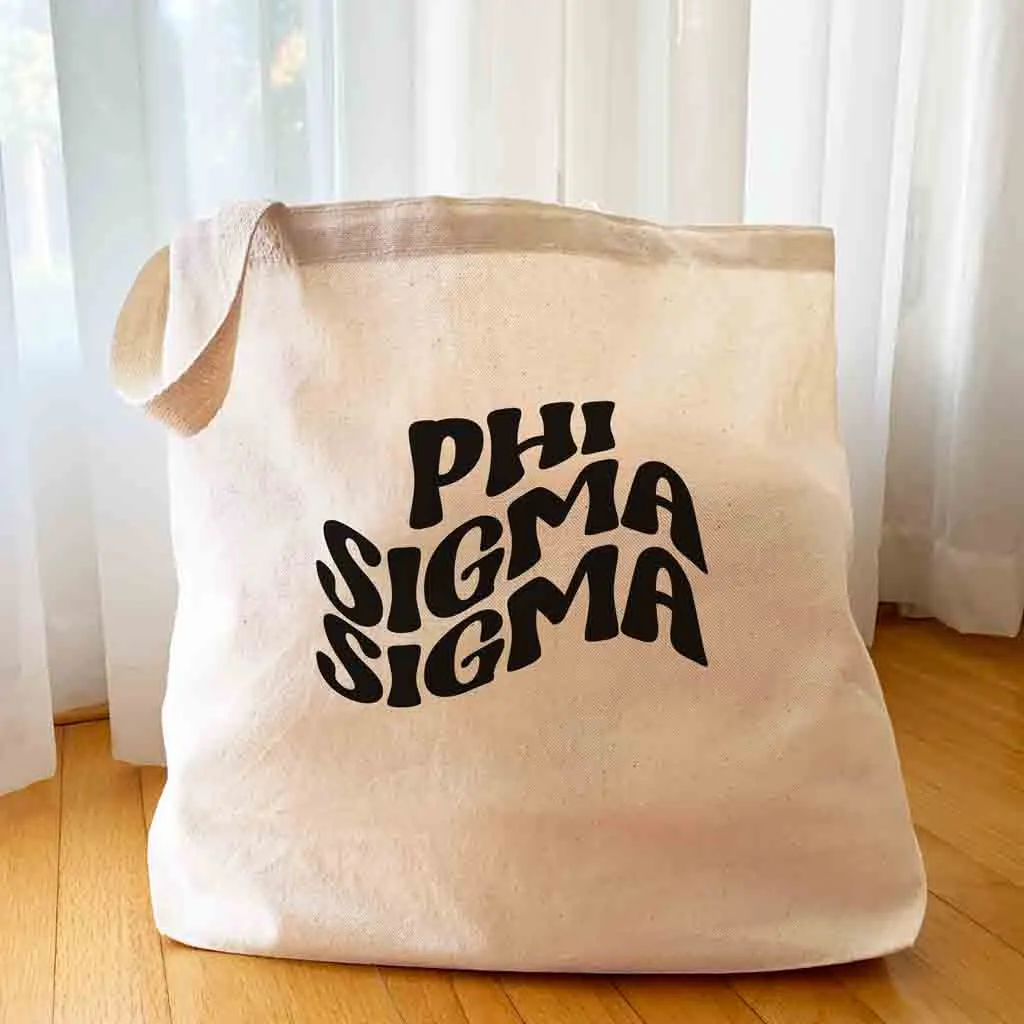Retro Mod Sorority Name Canvas Tote Bag