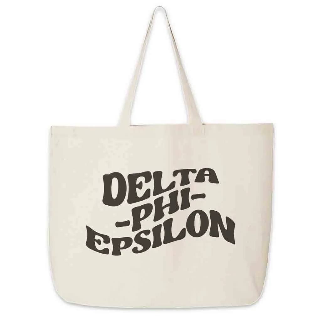 Retro Mod Sorority Name Canvas Tote Bag