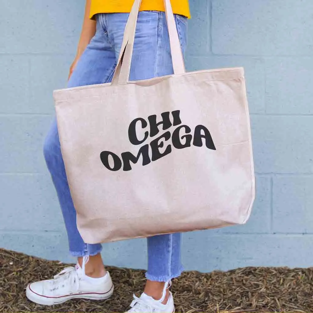 Retro Mod Sorority Name Canvas Tote Bag
