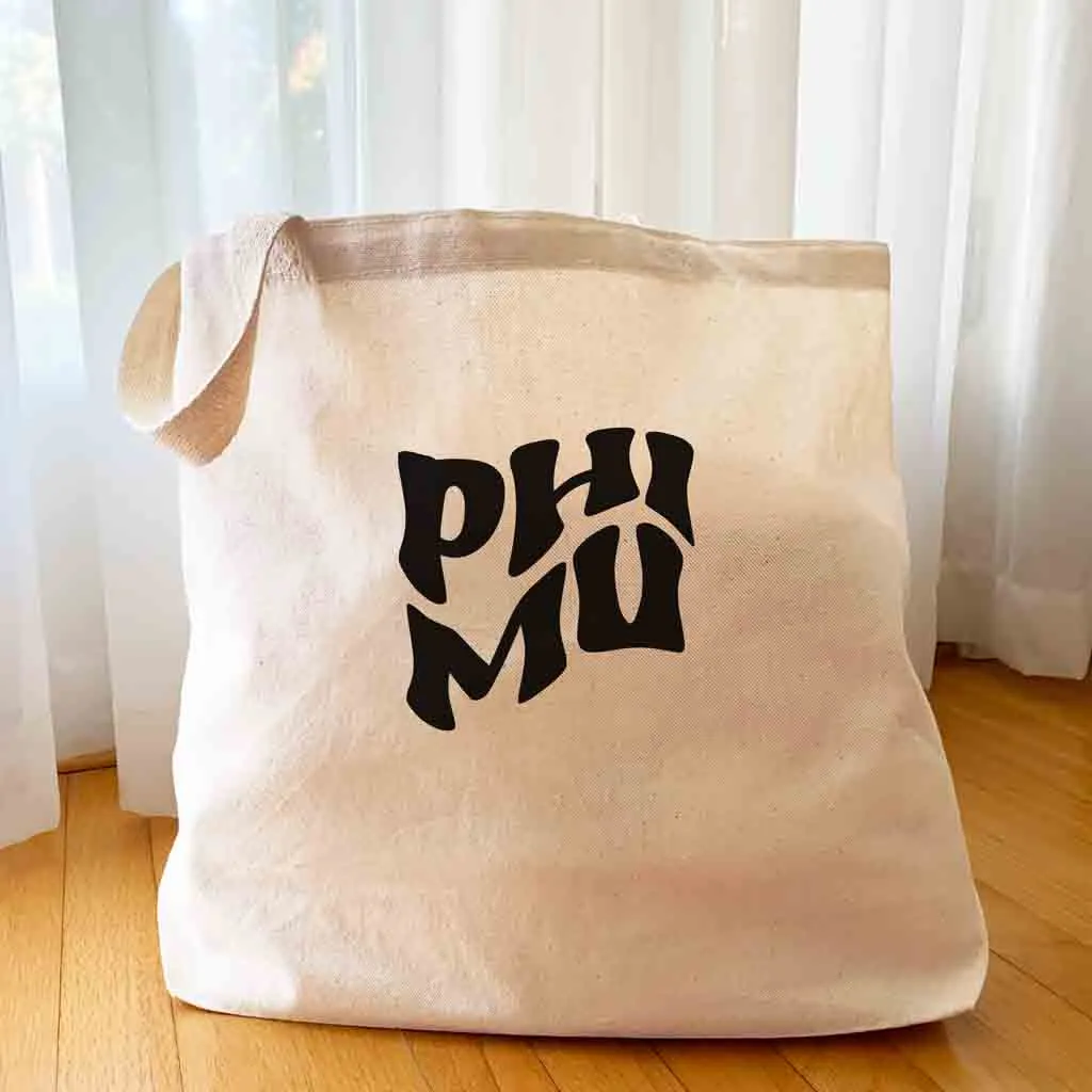 Retro Mod Sorority Name Canvas Tote Bag