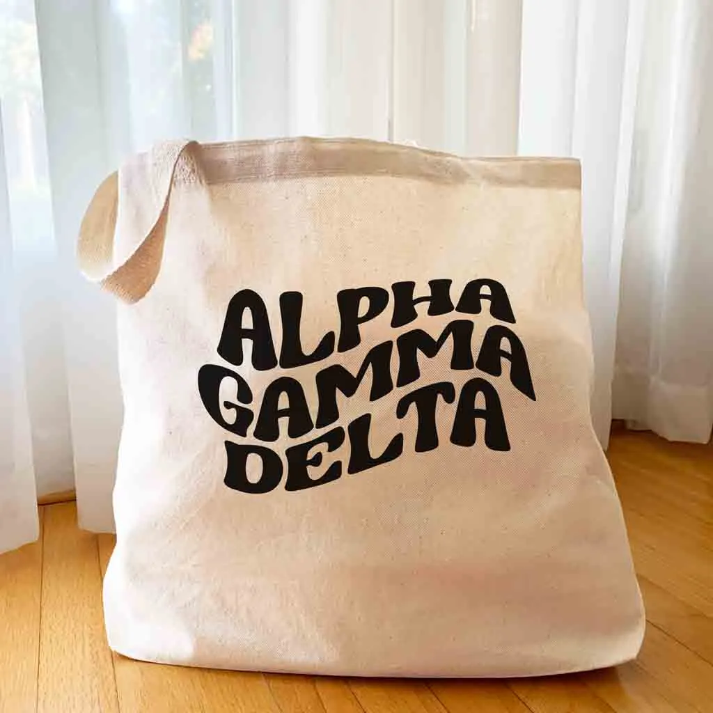 Retro Mod Sorority Name Canvas Tote Bag