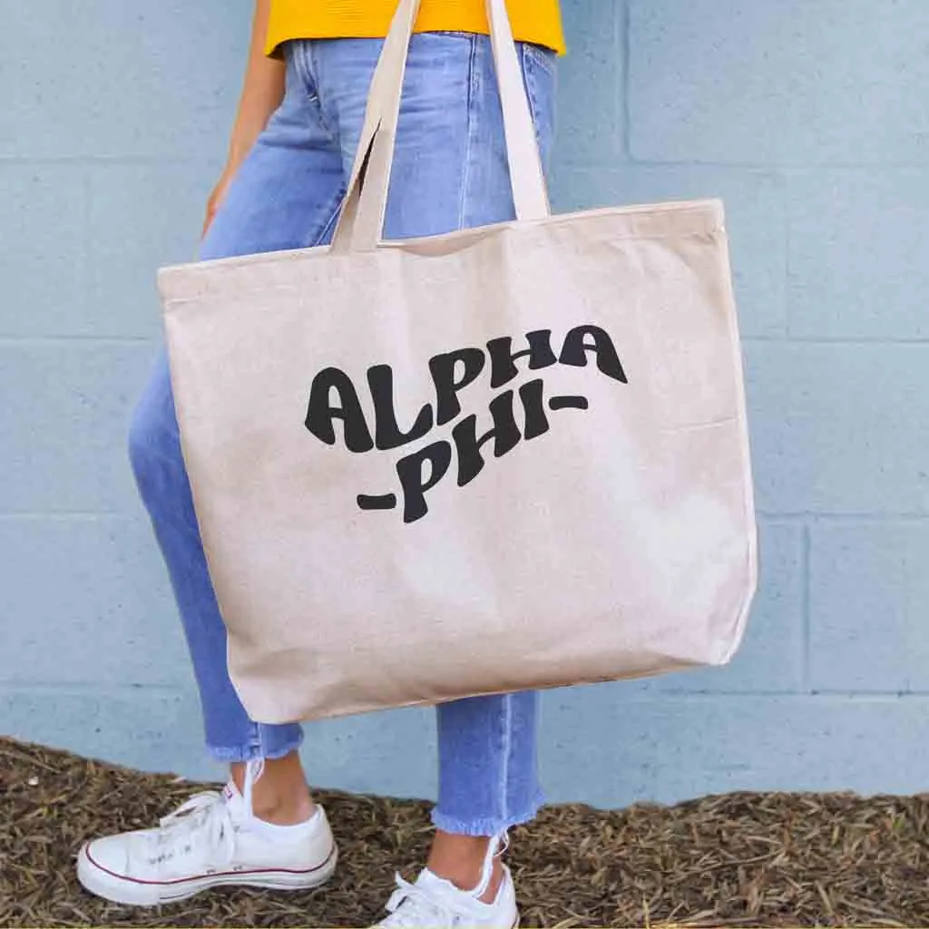 Retro Mod Sorority Name Canvas Tote Bag