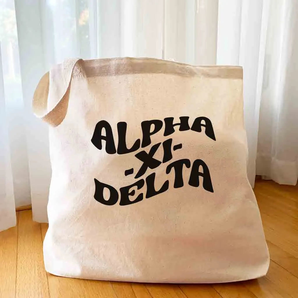 Retro Mod Sorority Name Canvas Tote Bag