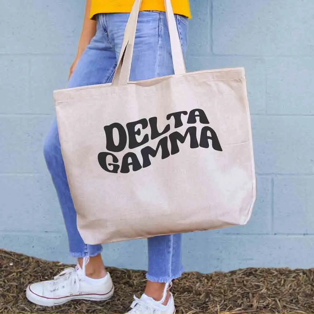Retro Mod Sorority Name Canvas Tote Bag