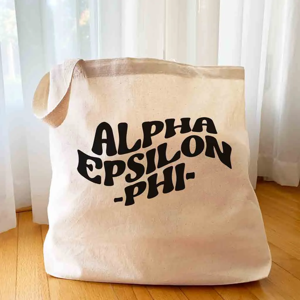 Retro Mod Sorority Name Canvas Tote Bag
