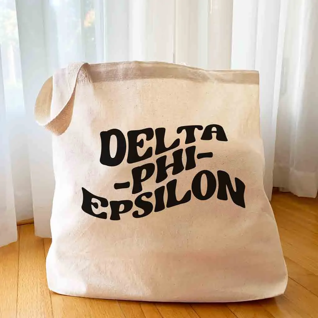 Retro Mod Sorority Name Canvas Tote Bag