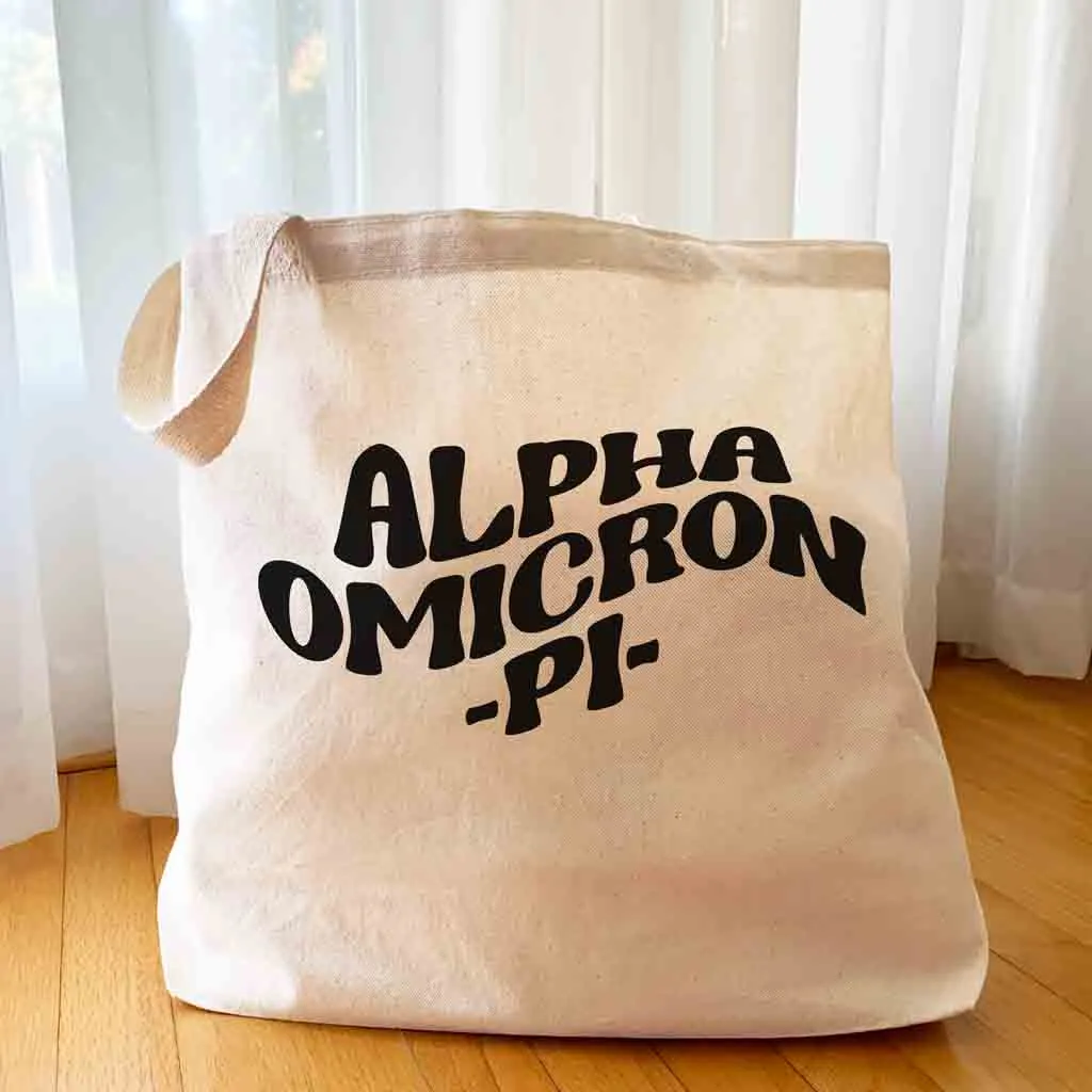 Retro Mod Sorority Name Canvas Tote Bag