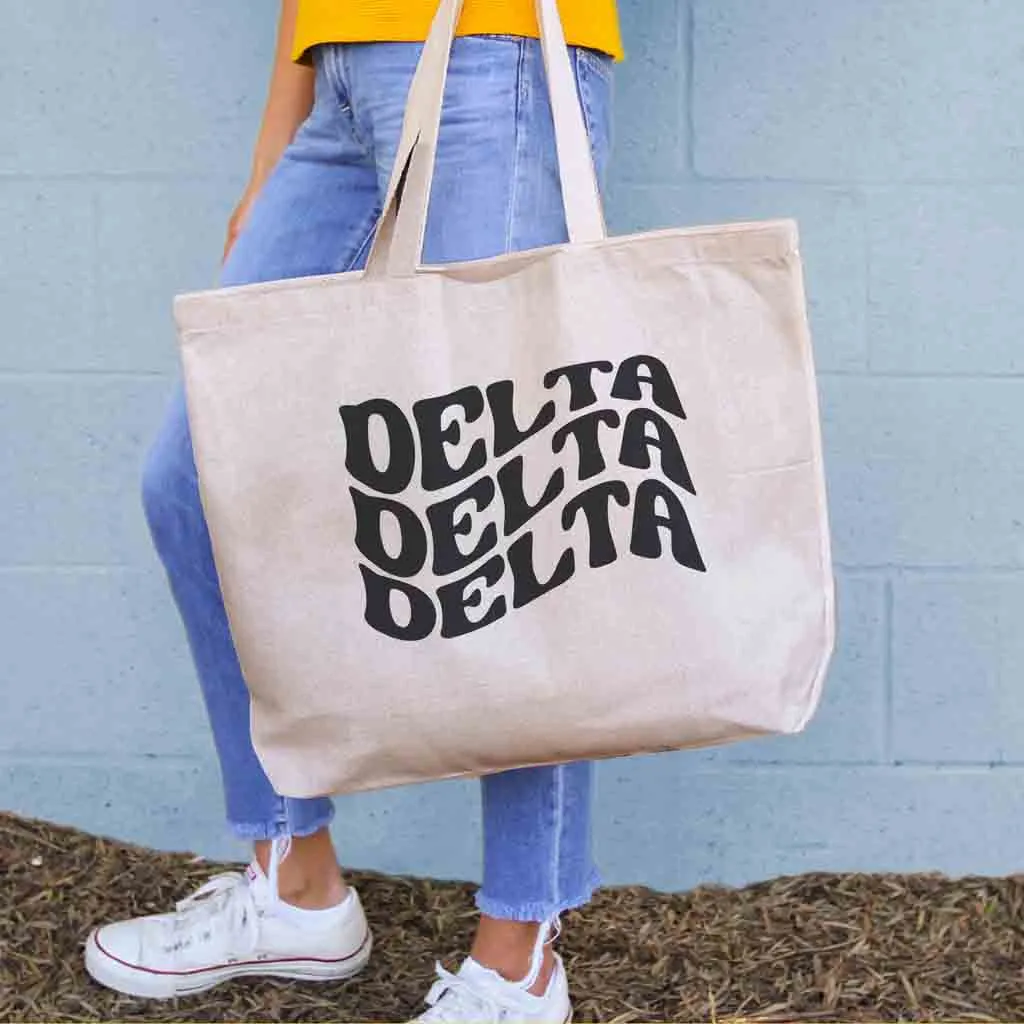 Retro Mod Sorority Name Canvas Tote Bag