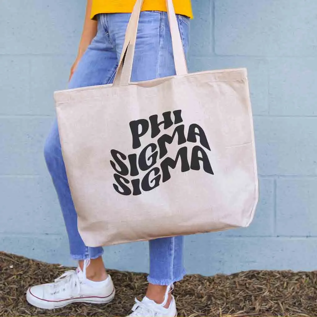 Retro Mod Sorority Name Canvas Tote Bag