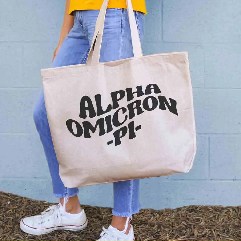 Retro Mod Sorority Name Canvas Tote Bag