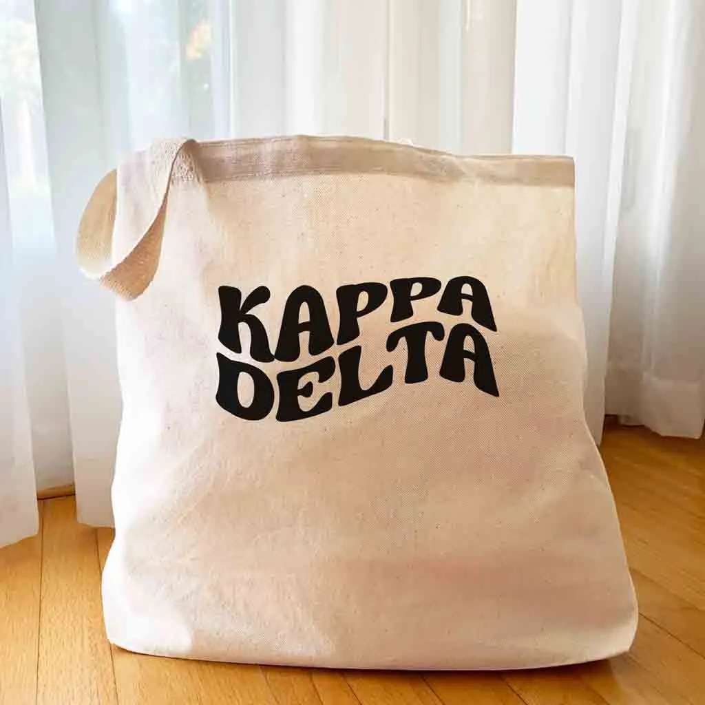 Retro Mod Sorority Name Canvas Tote Bag