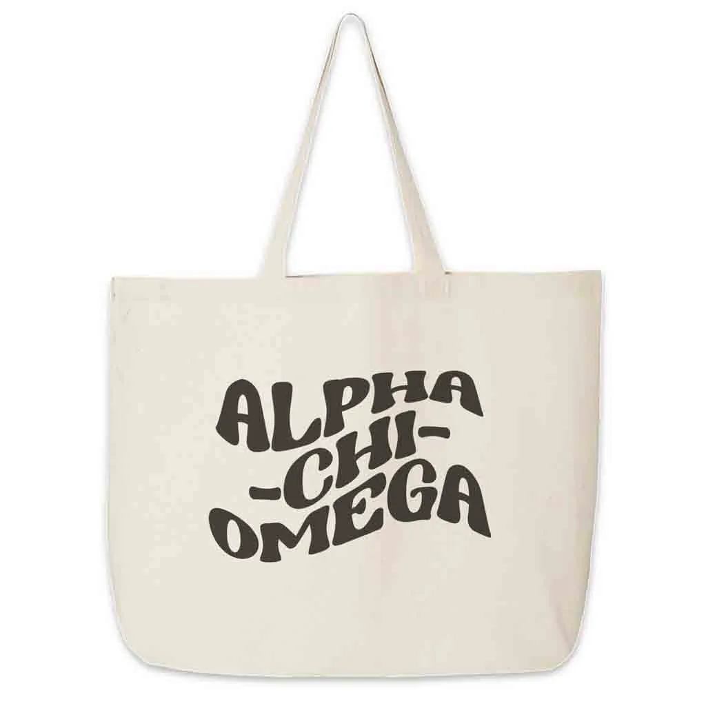 Retro Mod Sorority Name Canvas Tote Bag
