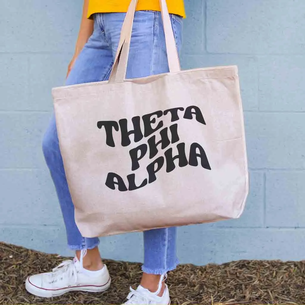 Retro Mod Sorority Name Canvas Tote Bag