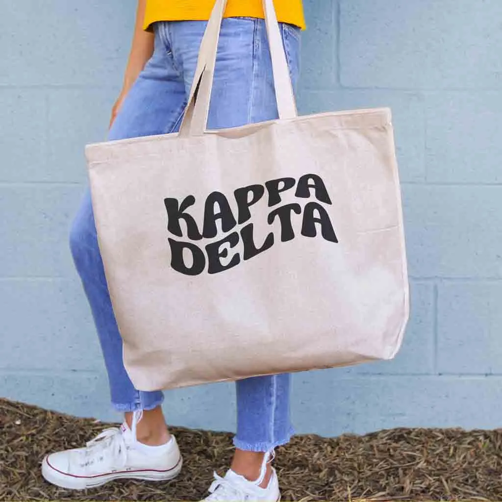 Retro Mod Sorority Name Canvas Tote Bag