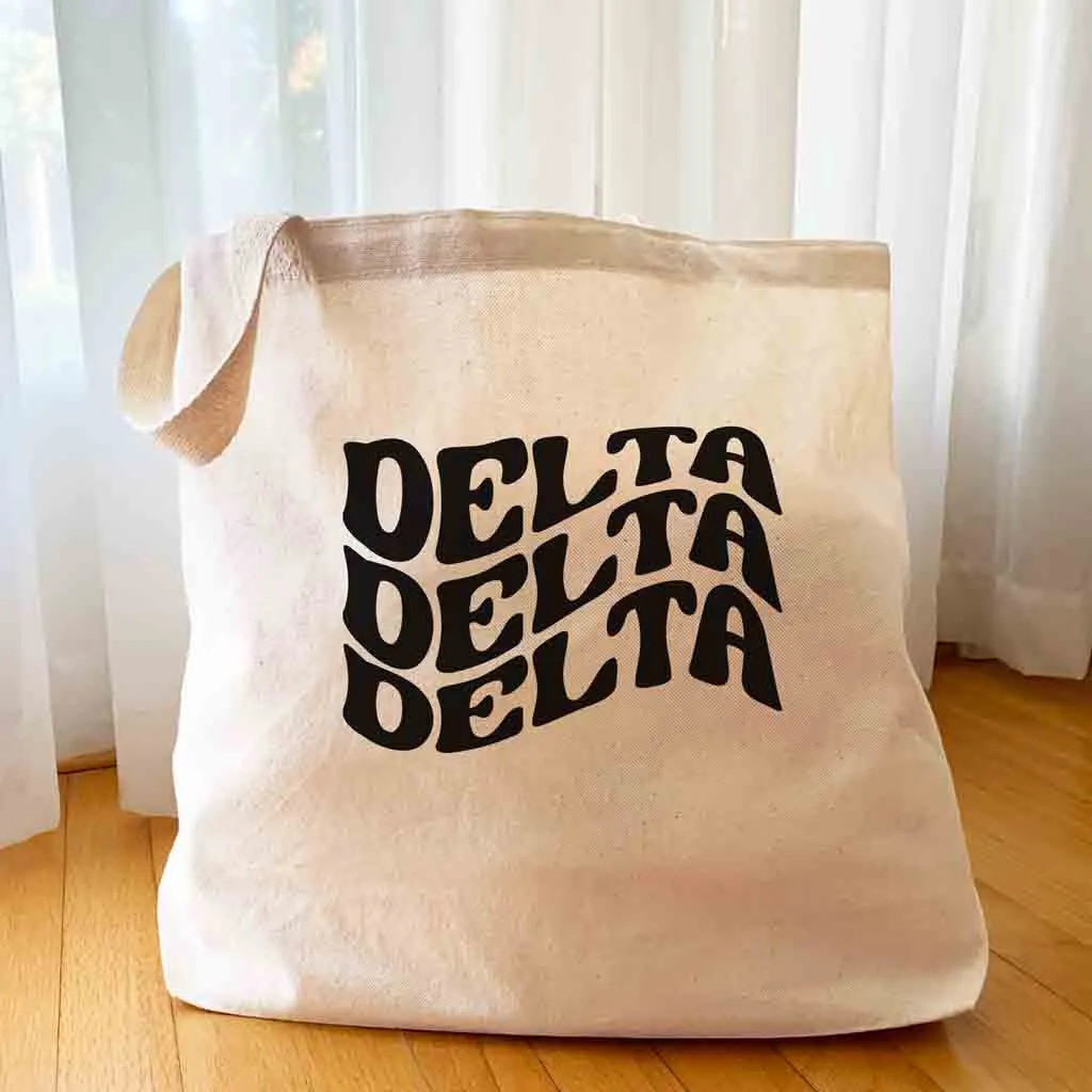 Retro Mod Sorority Name Canvas Tote Bag