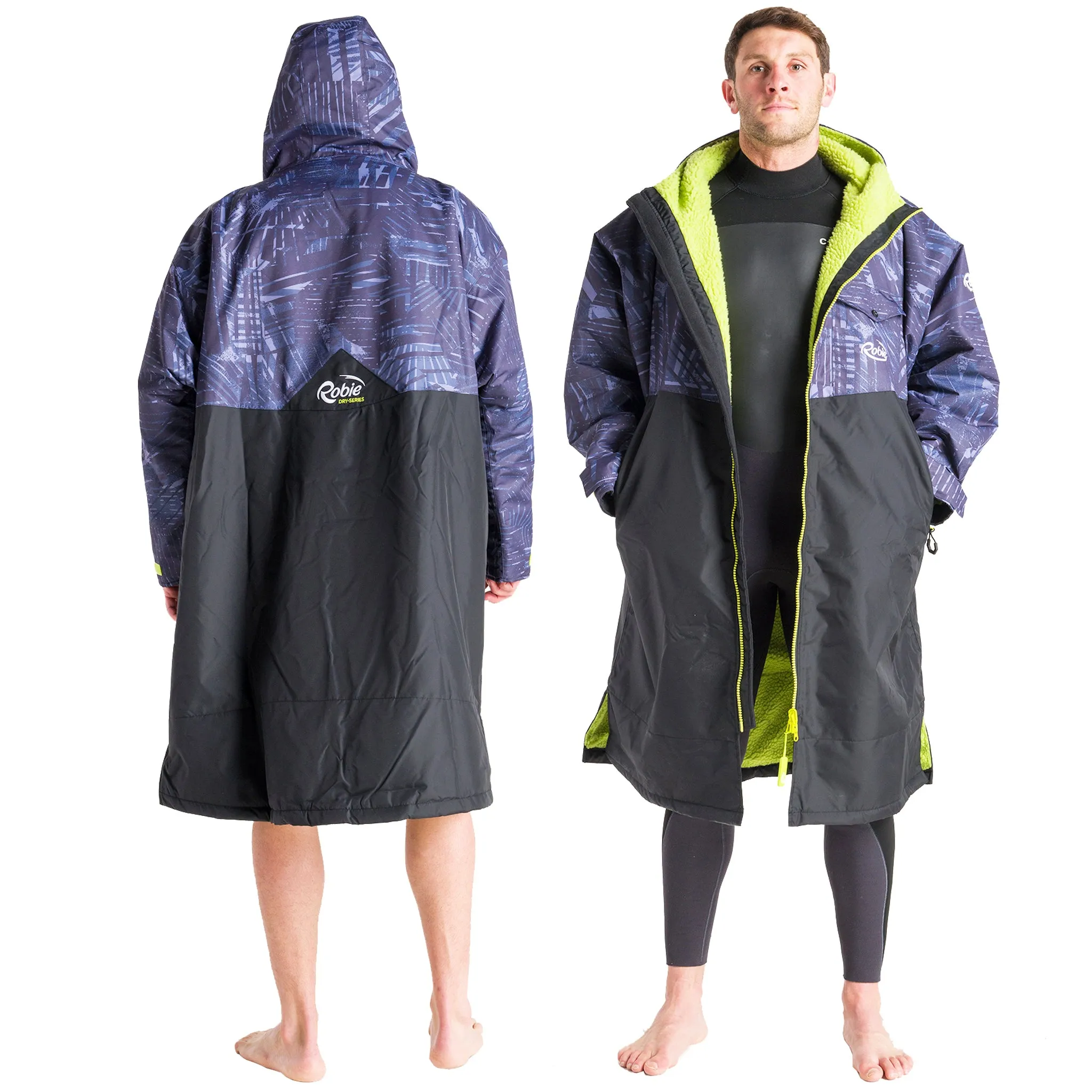Robie Dry Series Recycled Long Sleeve Changing Robe - Black/Shade/Lime