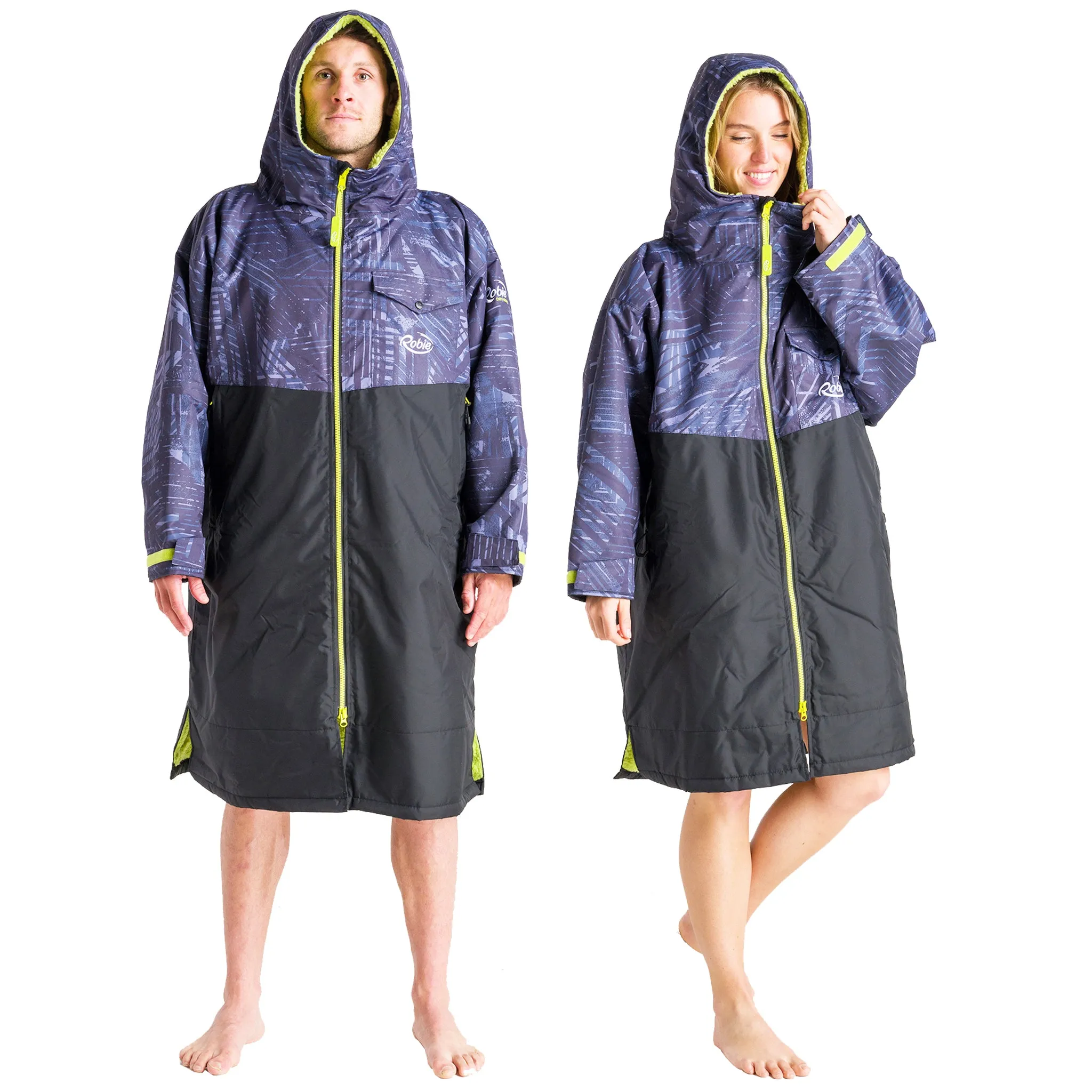 Robie Dry Series Recycled Long Sleeve Changing Robe - Black/Shade/Lime