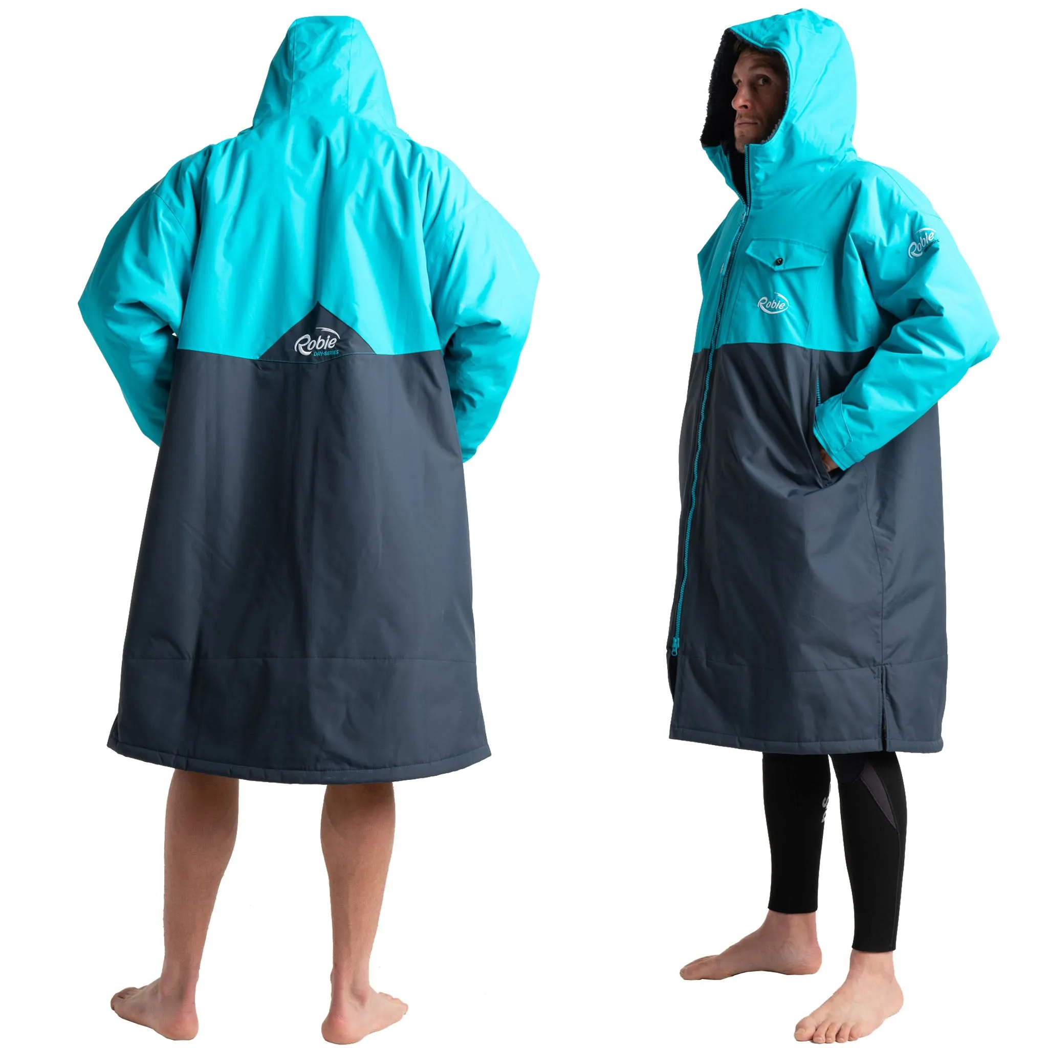 Robie Dry Series Recycled Long Sleeve Changing Robe - India Ink/Blue Atoll