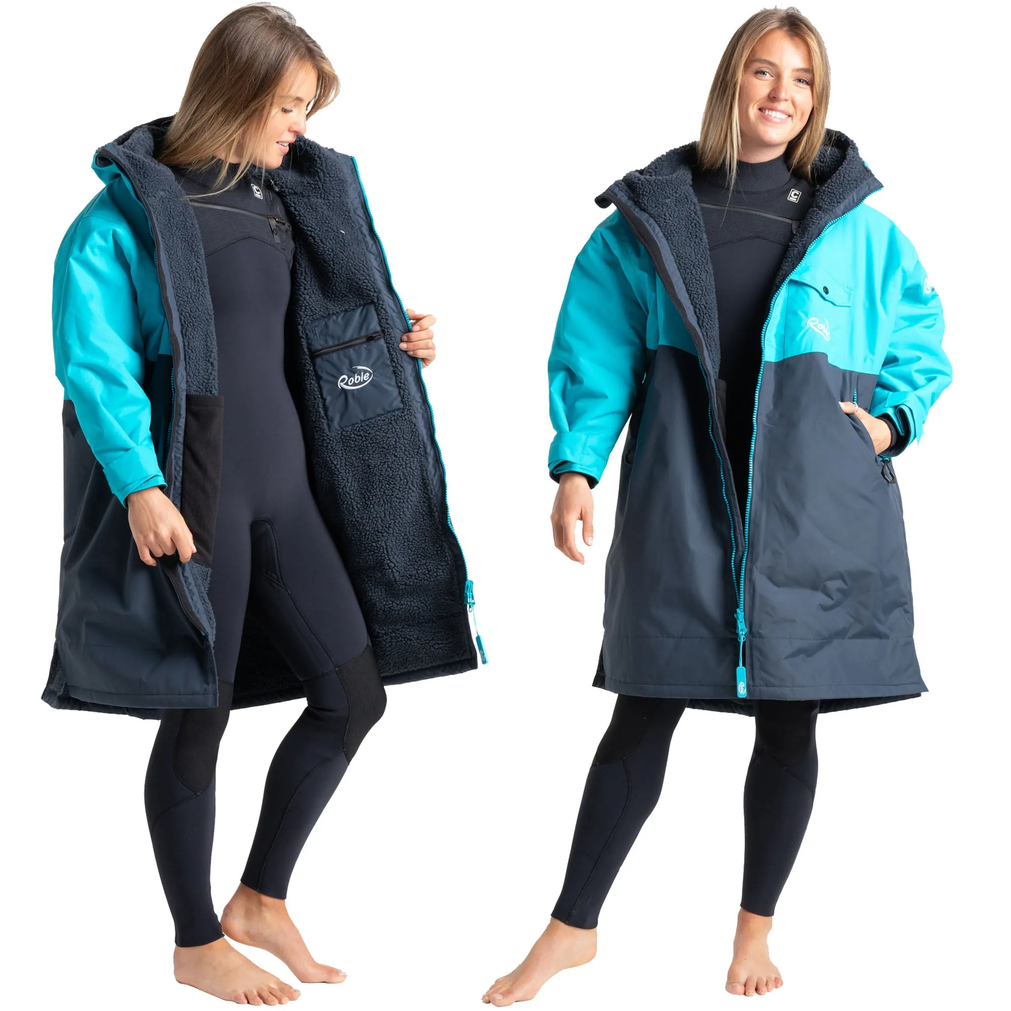 Robie Dry Series Recycled Long Sleeve Changing Robe - India Ink/Blue Atoll