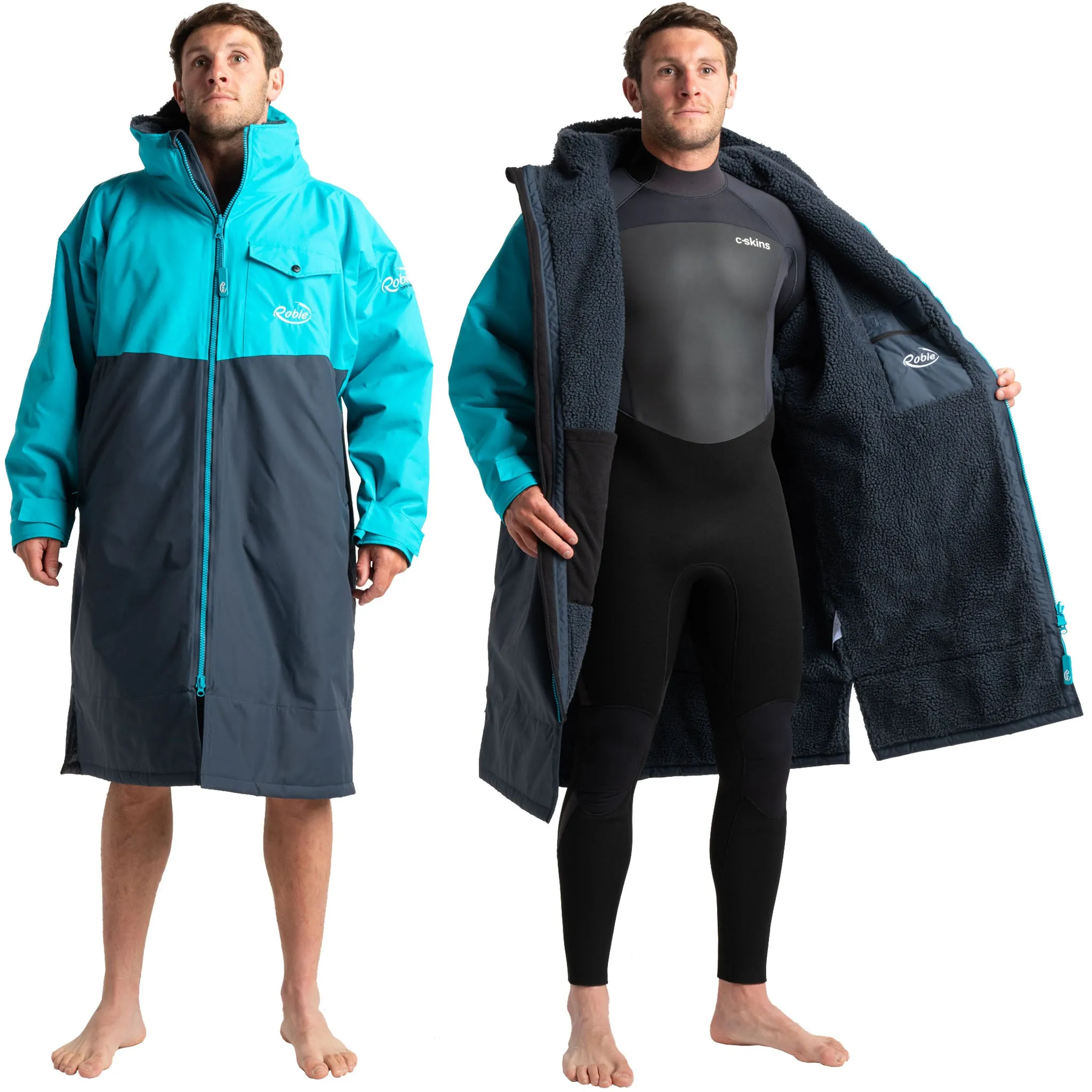 Robie Dry Series Recycled Long Sleeve Changing Robe - India Ink/Blue Atoll