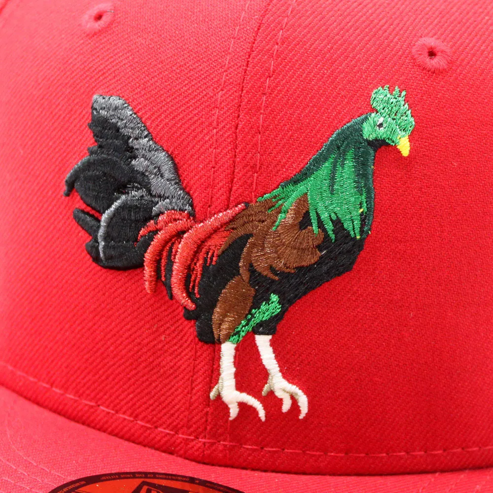 ROOSTER New Era 59Fifty Fitted Hat (Red Green Under Brim)