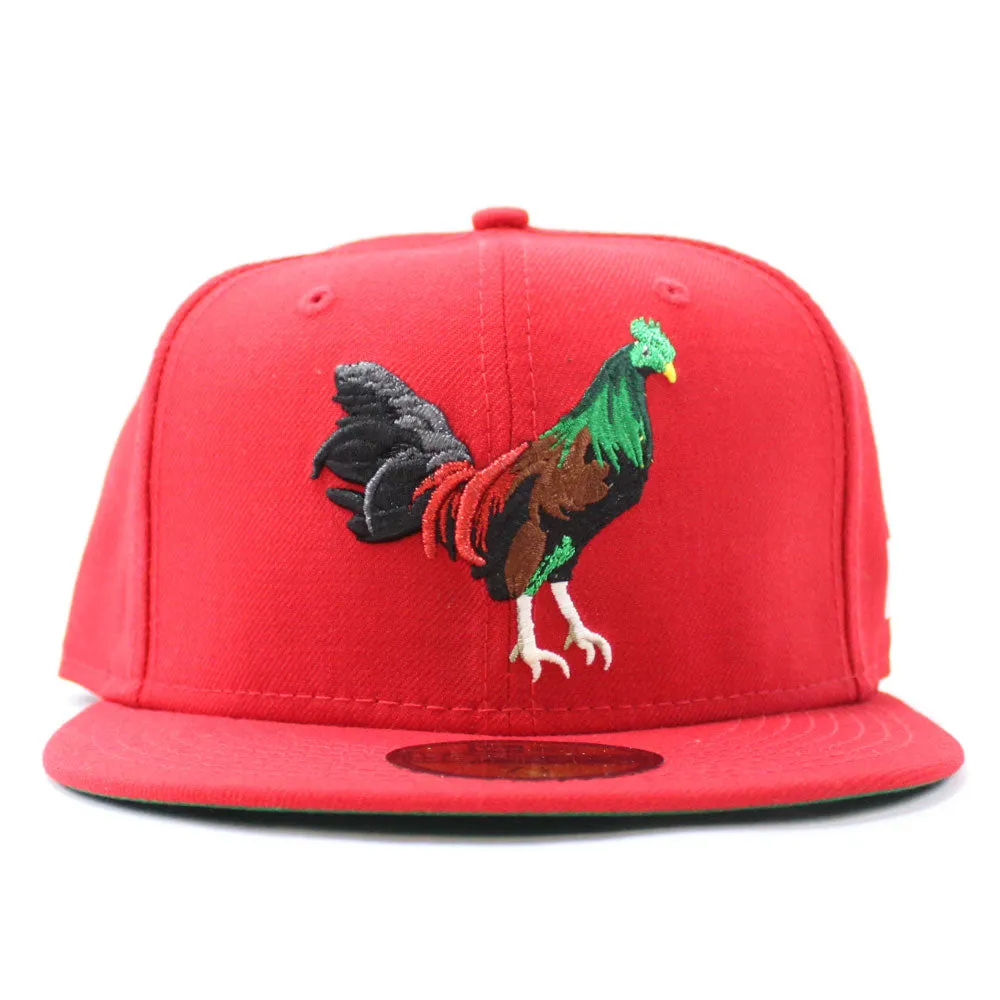 ROOSTER New Era 59Fifty Fitted Hat (Red Green Under Brim)