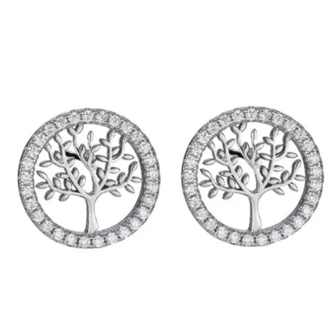 Round Tree Zircon Earrings, Elegant Jewelery for Women