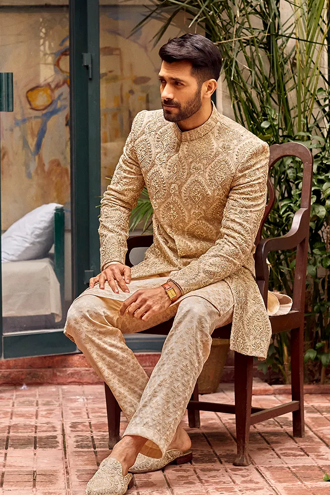Royal Pakistani Embroidered Sherwani Dress for Groom