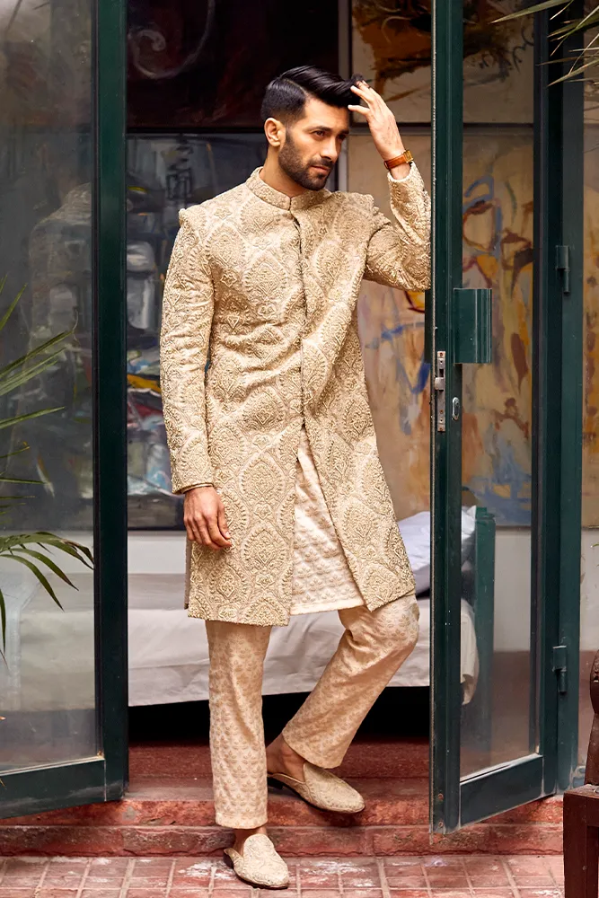 Royal Pakistani Embroidered Sherwani Dress for Groom