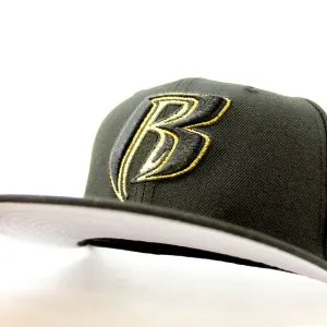 Ruff Ryders New Era 59Fifty Fitted Hat (Black Metallic Gold Gray Under Brim)