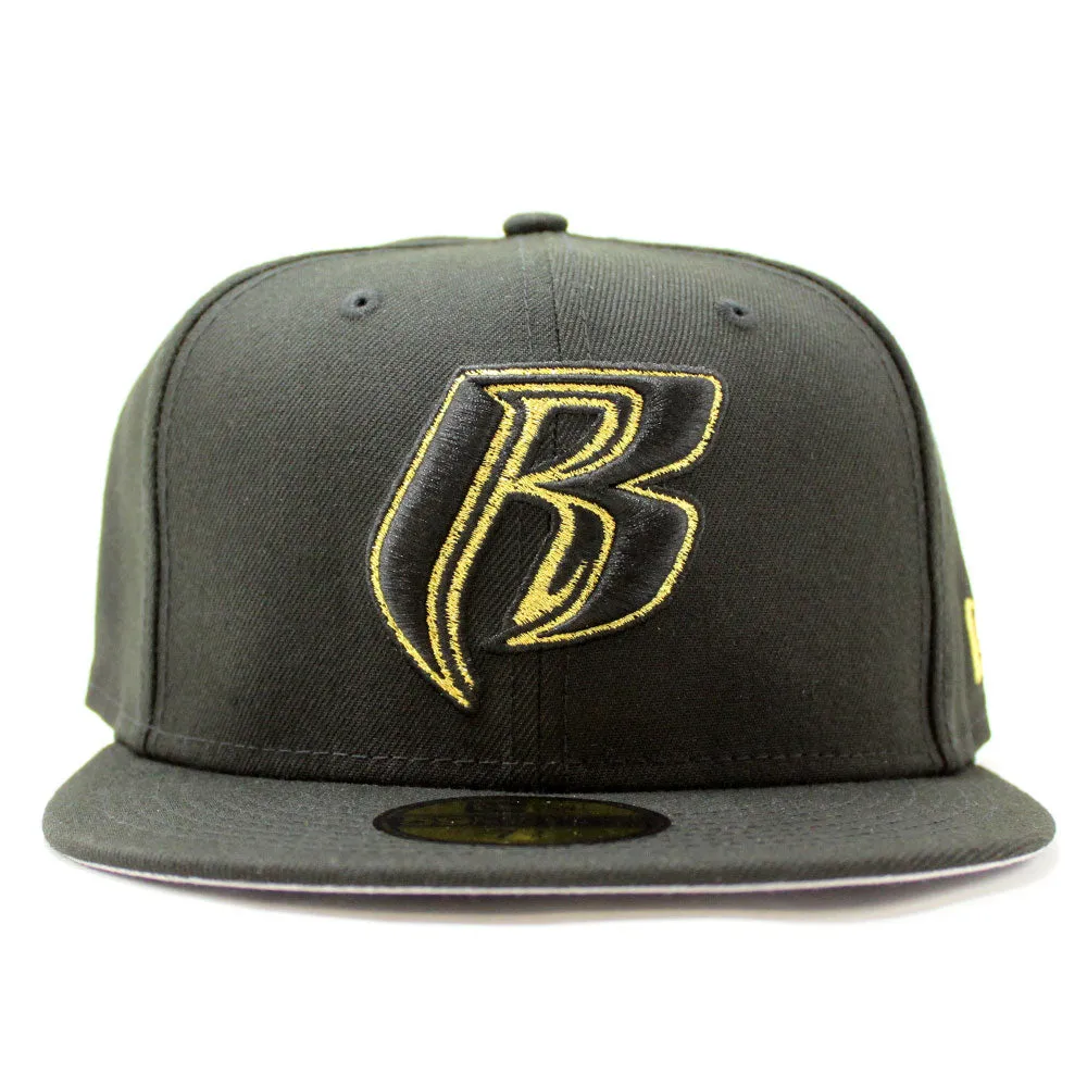 Ruff Ryders New Era 59Fifty Fitted Hat (Black Metallic Gold Gray Under Brim)