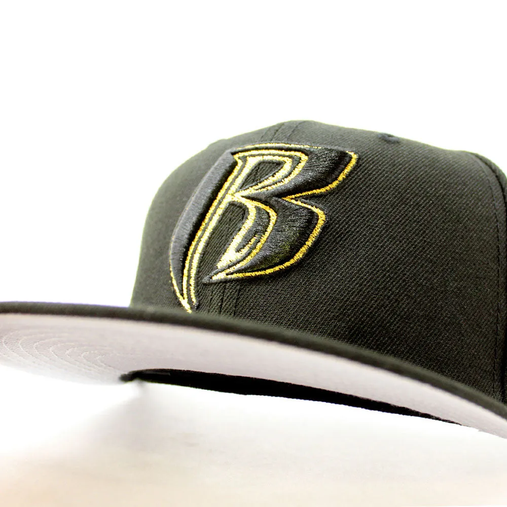 Ruff Ryders New Era 59Fifty Fitted Hat (Black Metallic Gold Gray Under Brim)
