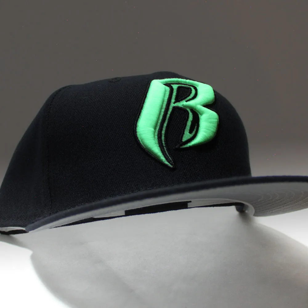 Ruff Ryders New Era 59Fifty Fitted Hat (Glow in the Dark Logo Navy Gray Under Brim)