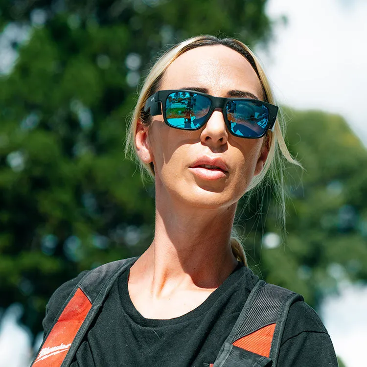 Safe Style FMBBP100 Fusions Matte Black Frame Mirror Blue Polarised Safety Glasses