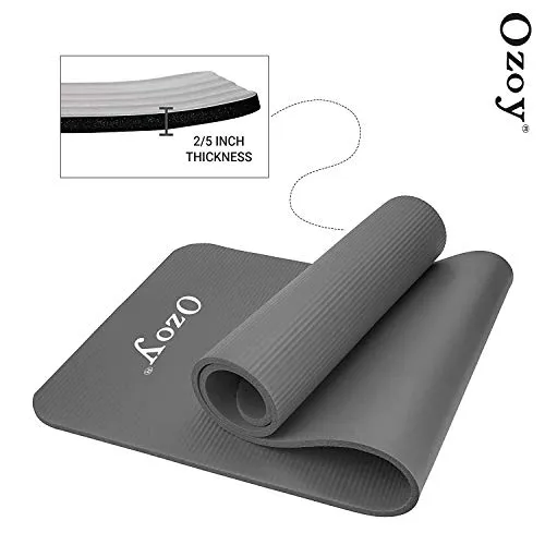 Sampri 13mm Extra Thick Yoga and Exercise Mat Anti Skid with Carrying Strap for Gym Workout and Flooring Exercise (Grey 2021)