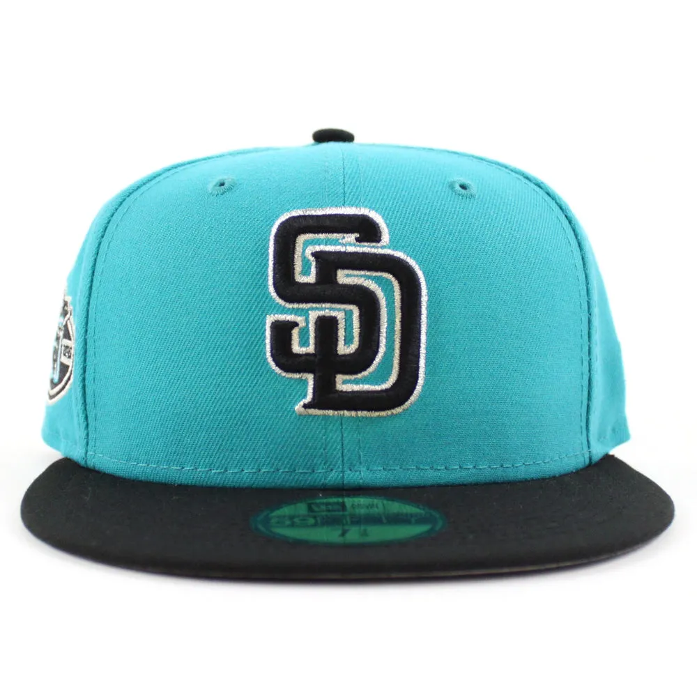 San Diego Padres 50th Anniversary New Era 59Fifty Fitted Hat (Teal Black Gray Under Brim)