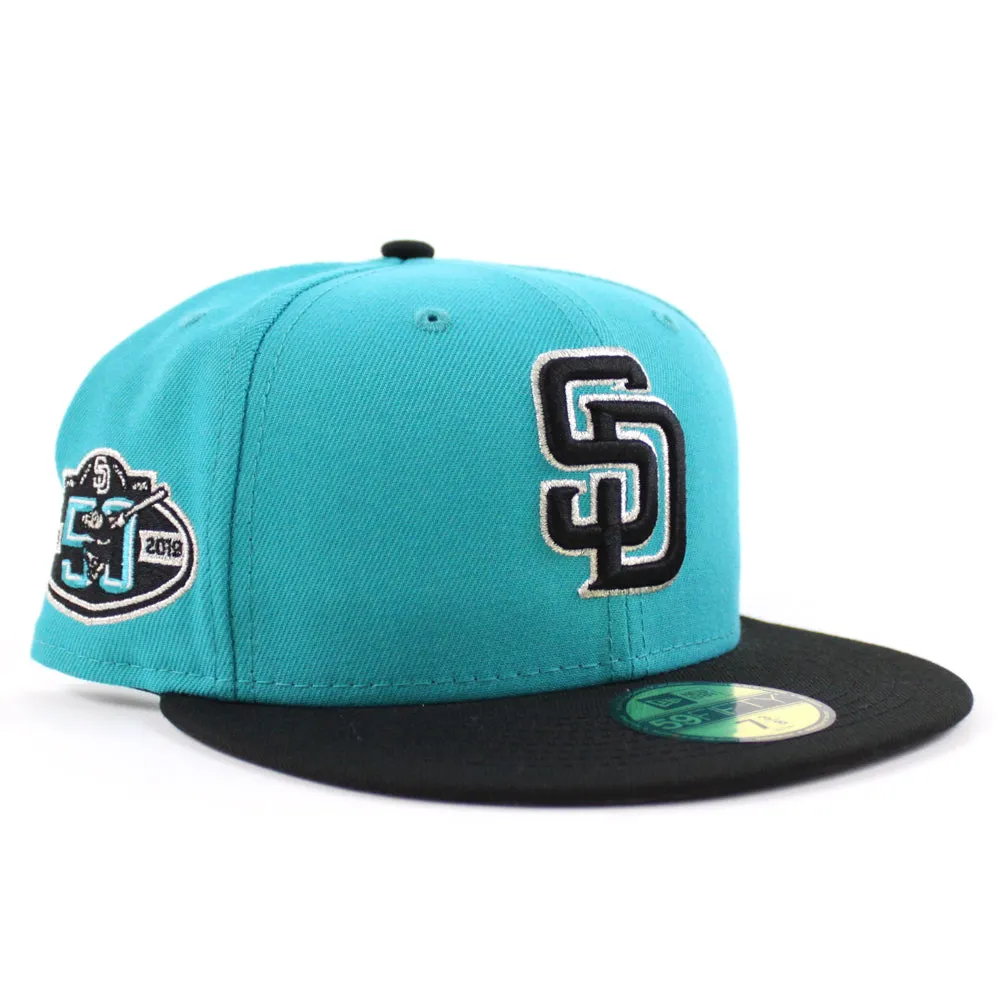 San Diego Padres 50th Anniversary New Era 59Fifty Fitted Hat (Teal Black Gray Under Brim)