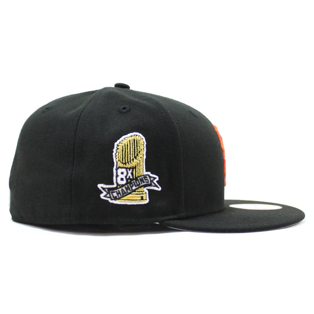 San Francisco Giants 8X Championships New Era 59Fifty Fitted Hat (Glow in The Dark Black Gray Under Brim)