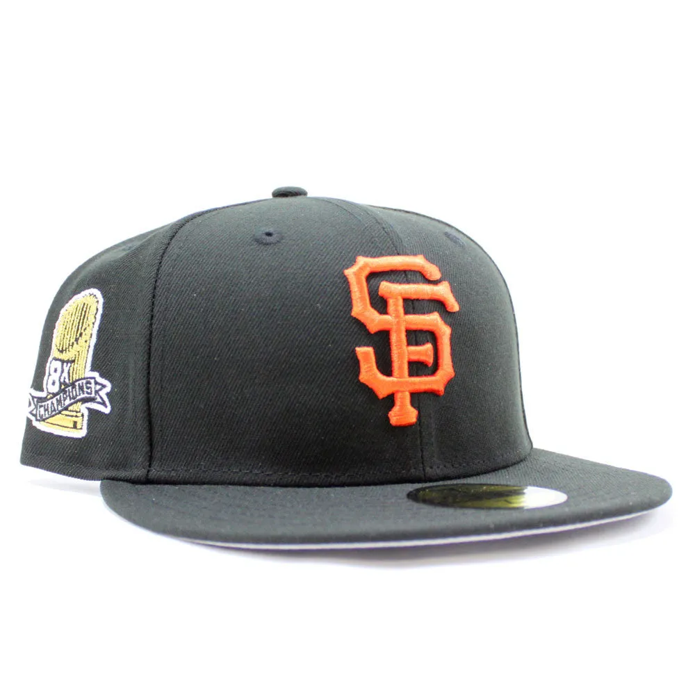 San Francisco Giants 8X Championships New Era 59Fifty Fitted Hat (Glow in The Dark Black Gray Under Brim)