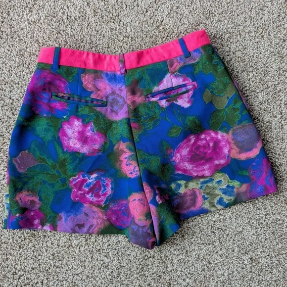 Sandro High Waist Blue and Pink Floral Shorts 38