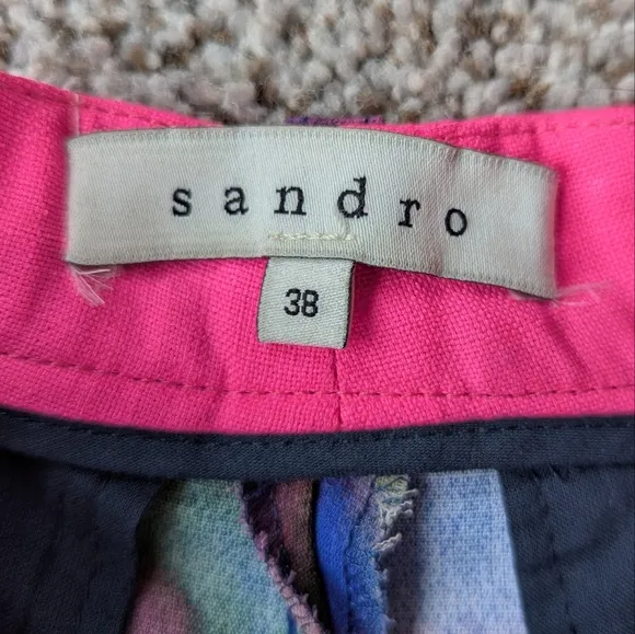 Sandro High Waist Blue and Pink Floral Shorts 38