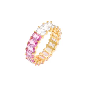 Sapphire Pink X CZ Baguette Eternity Ring