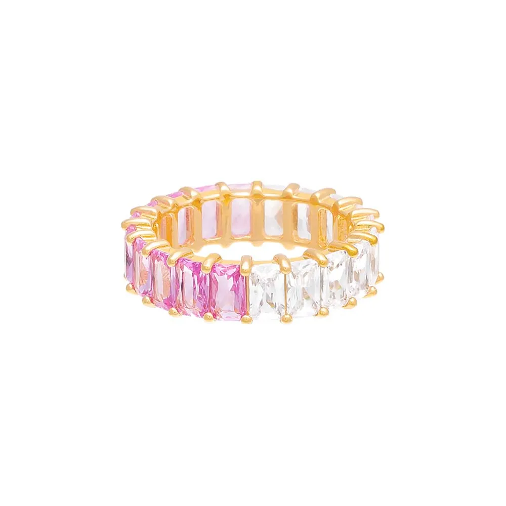 Sapphire Pink X CZ Baguette Eternity Ring