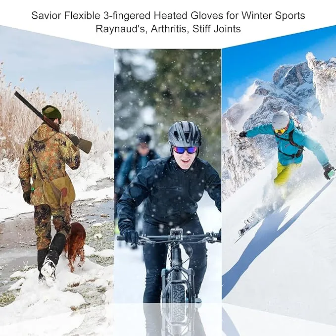SAVIOR HEAT Heated Mittens Battery Gloves Men Women, 2023 Flexible Crab Finger Rechargeable Ski Mitten with 7.4V 2200mAh Battery for Winter Snow Skating Camping Hunting Hiking Motorcycle
