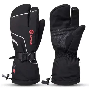 SAVIOR HEAT Heated Mittens Battery Gloves Men Women, Flexible Crab Finger Rechargeable Ski Mitten with 7.4V 2200mAh Battery for Winter Snow Skating Camping Hunting Hiking Motorcycle