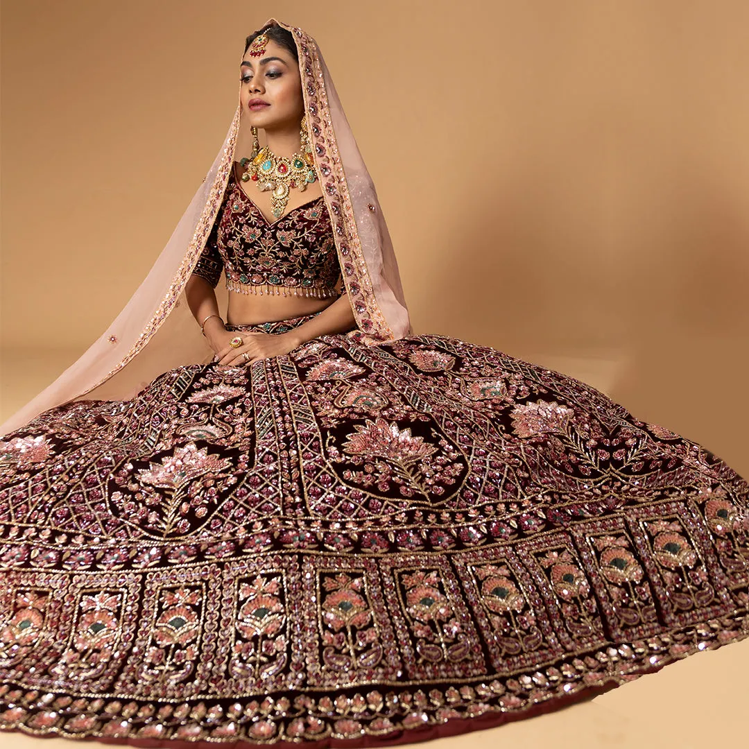 Scarlet Splendor Red Embroidered Bridal Lehenga