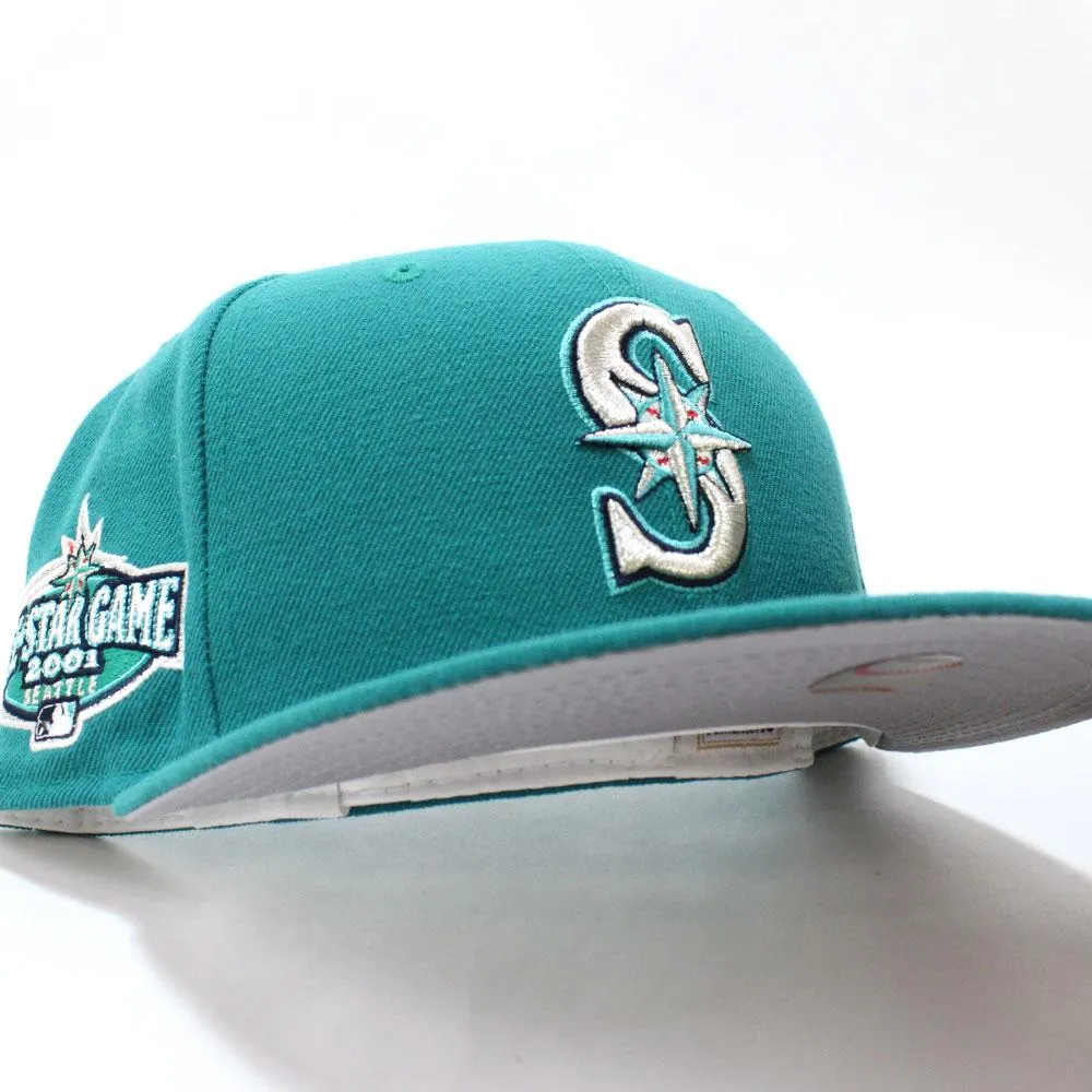 Seattle Mariners 2001 All Star Game New Era 59Fifty Fitted Hat (Aqua Gray Under Brim)