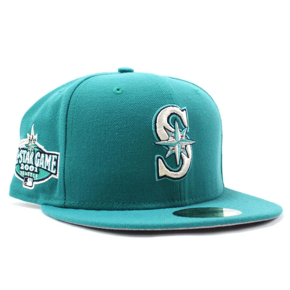 Seattle Mariners 2001 All Star Game New Era 59Fifty Fitted Hat (Aqua Gray Under Brim)