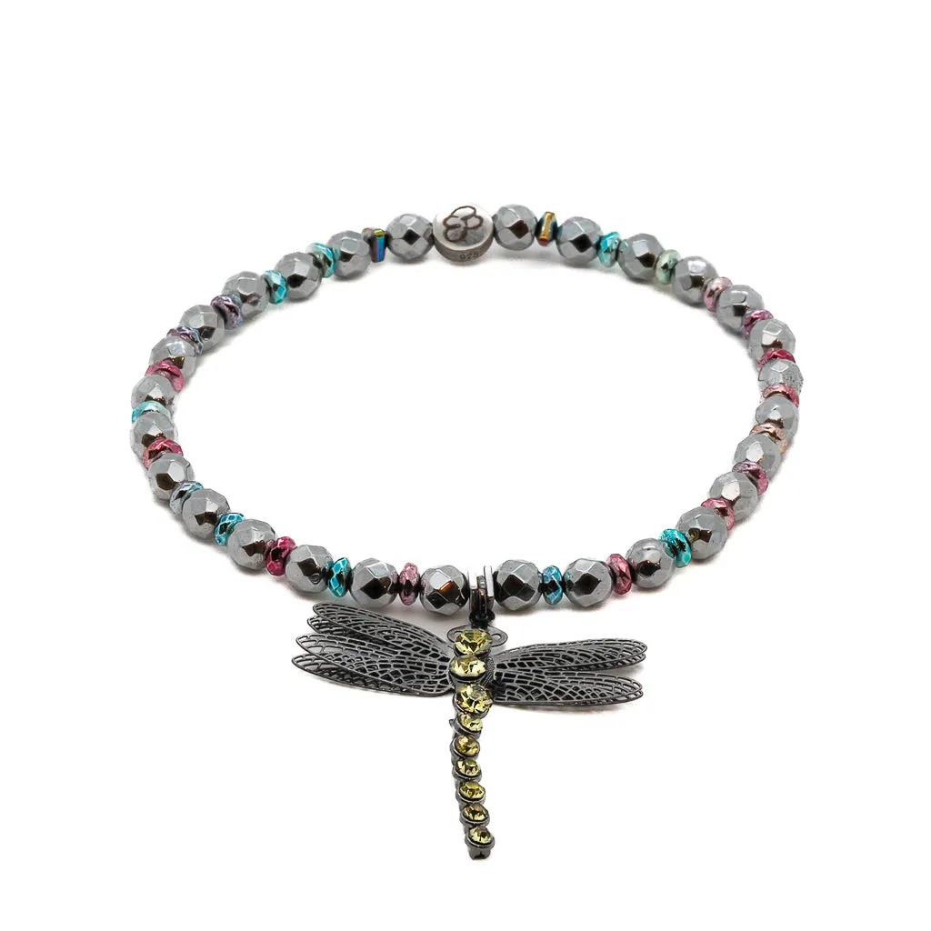 Self Love Dragonfly Hematite Beaded Anklet