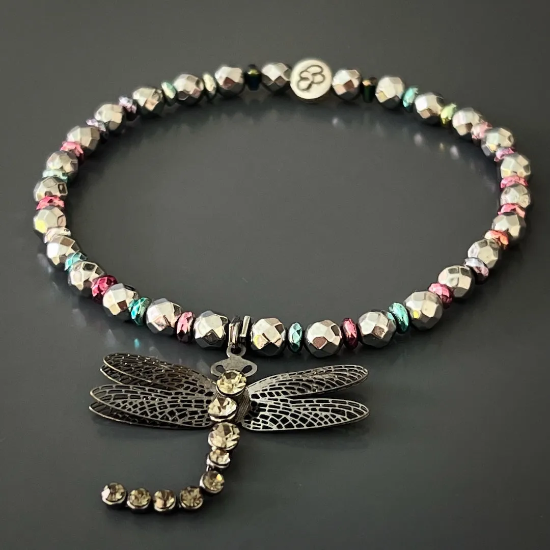 Self Love Dragonfly Hematite Beaded Anklet